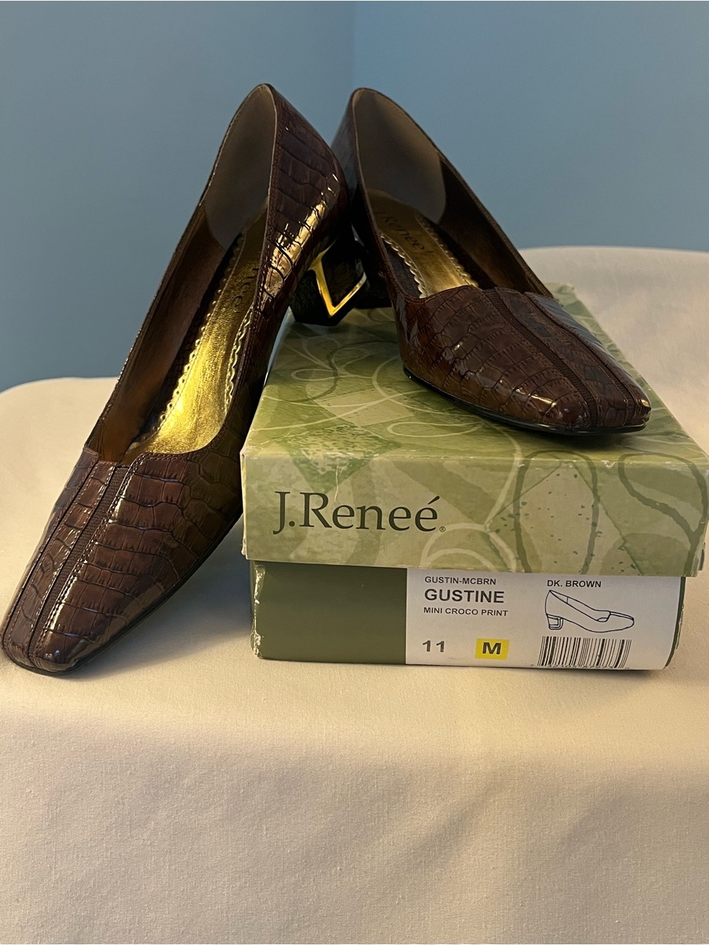 J.Renee Gustine Dark Brown Croco-Print Pumps
